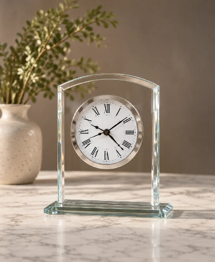 Beveled Glass Alarm Table Clock